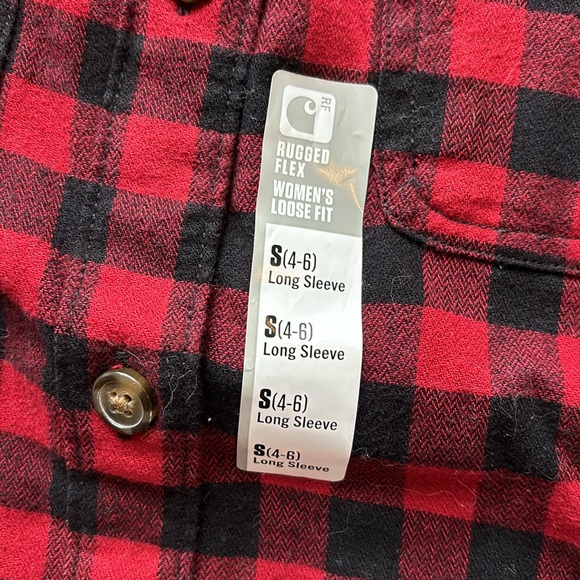 NWT Carhartt Women’s Rugged Flex Loose Fit Midweight Flannel Long Sleeve Sz 4-6 - Picture 5 of 11